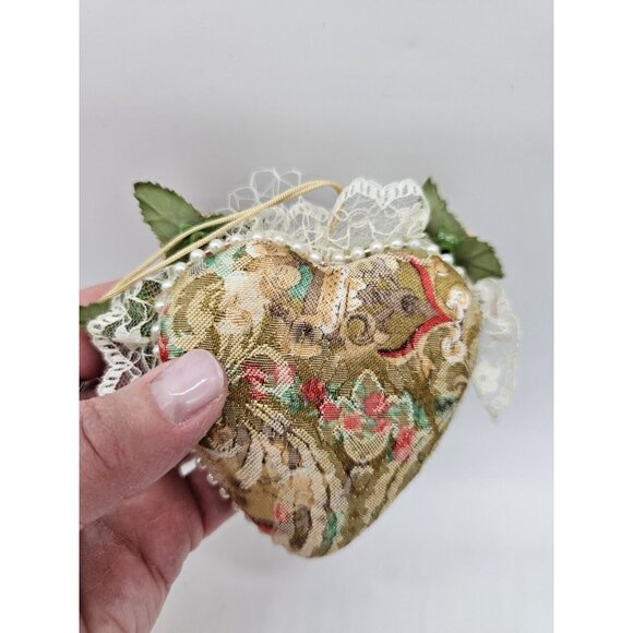 Handmade Victorian Lace & Flowers Christmas Tree Ornament Lot Of 4 ,"Peace",Boho - Picture 5 of 12